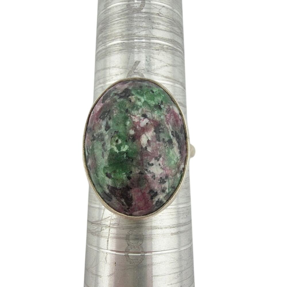 Sterling Silver Ruby Zoisite Anyolite Bezel Ring Size 7